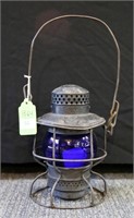 C&O Railroad Lantern w/ Cobalt Globe