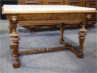 Marble top dining table with lions heads