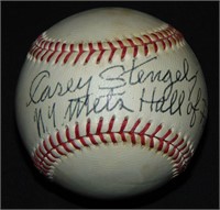 Casey Stengel Signed and Inscribed Baseball.