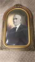 Vintage picture frame 24” x 15” contains curved
