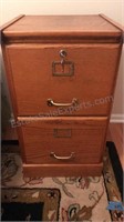 2 Drawer File Cabinet with key, oak tone