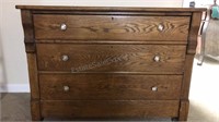 Antique Oak 3 Drawer Dresser on wheels,