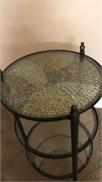 3 Tier Glass and Metal Side Table