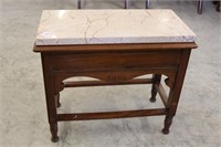 Walnut stool with marble top