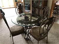 Glass Top Metal Dining Table and 4 Chairs