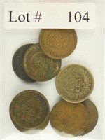 Lot #104 - 10 Indian Head Cents: 1860, 65, 80,