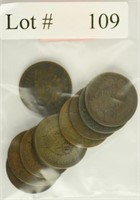 Lot #109 - 10 Indian Head Cents: 1862, 80, 83,