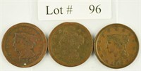 Lot #96 - 1843 & Two 1851 Braded Hair Large