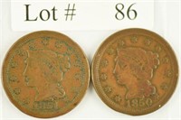 Lot #86 - 1850 & 1851 Braded Hair Large Cents