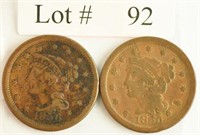Lot #92 - 1855 & 1856 Braded Hair Large Cents