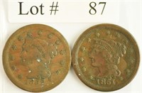 Lot #87 - 1851 & 1852 Braded Hair Large Cents