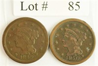 Lot #85 - 1849 & 1850 Braded Hair Large Cents