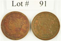 Lot #91 - 1855 & 1856 Braded Hair Large Cents