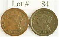 Lot #84 - 1847 & 1848 Braded Hair Large Cents