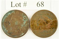 Lot #68 - 1833 (2) Matron Head Large Cents