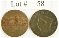 Lot #58 - 1824 & 1825 Matron Head Large Cents