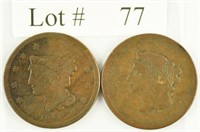 Lot #77 - 1839  & 1841 Braded Hair Large Cents