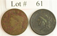 Lot #61 - 1828 (2) Matron Head Large Cents