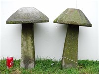 Pair Cut Stone Mushrooms