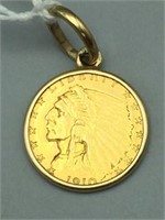 1910 Gold 2 1/2 dollar coin