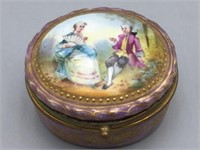 Porcelain painted oval pill box