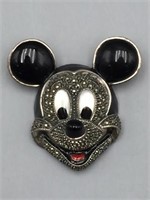 925 /marcasite Mickey Mouse pin