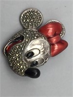 925/marcasite Minnie Mouse pin