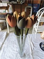 Large Vase with Wooden Tulips