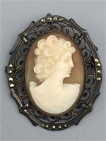 Sterling/Marcasite Cameo pin/pend
