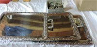 Silver plate trays and napkin rings