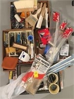 MISC HOUSEHOLD ITEMS PAINT BRUSHES, TAPE, ZIP