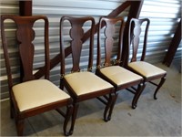 4 Dining chairs Queene Anne, upholstered seats