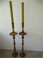 Brass tall candlesticks 50" (pair) with candles