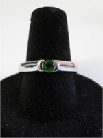 Sterling Silver 4mm Genuine Chrome Diopside Ring