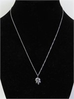 Sterling Silver Diamond Leaf Pendant with Chain