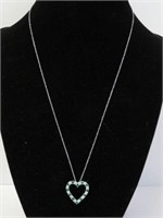 Sterling Silver Simulated Emerald Heart Shaped