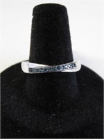 Sterling Silver Blue Diamond Men's Ring. Approx