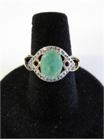 Gold-Plated Sterling Silver Emerald Ring-