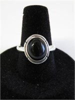 Sterling Silver Onyx Earrings, Ring, & Necklace