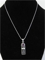 Sterling Silver Amethyst Pendant with Sterling