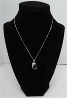 Sterling Silver Green Onyx Pendant with Sterling