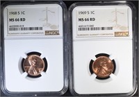 1968-S & 1969-S LINCOLN CENTS NGC