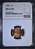 1944 LINCOLN CENT, NGC MS-67 RED