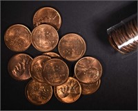 MIXED BU ROLL OF 1951 & 1951-D LINCOLN CENTS