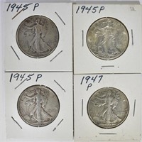 3 1945 STANDING LIBERTY HALF DOLLARS FINE &