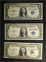 3 SILVER CERTIFICATES: 1935-D UNC,