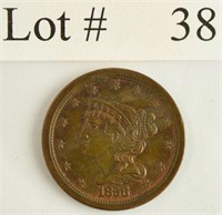 Lot #38 - 1856 Braded Hair 1/2 Cent