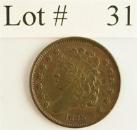 Lot #31 - 1835 Classic Head 1/2 Cent