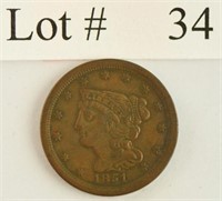 Lot #34 - 1851 Braded Hair 1/2 Cent