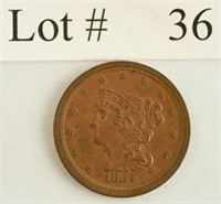 Lot #36 - 1854 Braded Hair 1/2 Cent